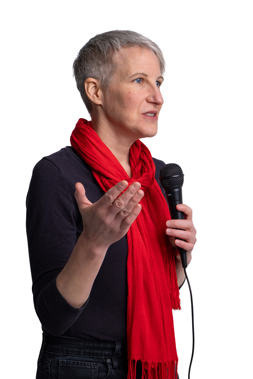 Kristen Peairs speaking with a microphone